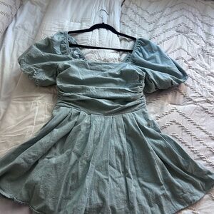 Puff Sleeve Light Blue Romper